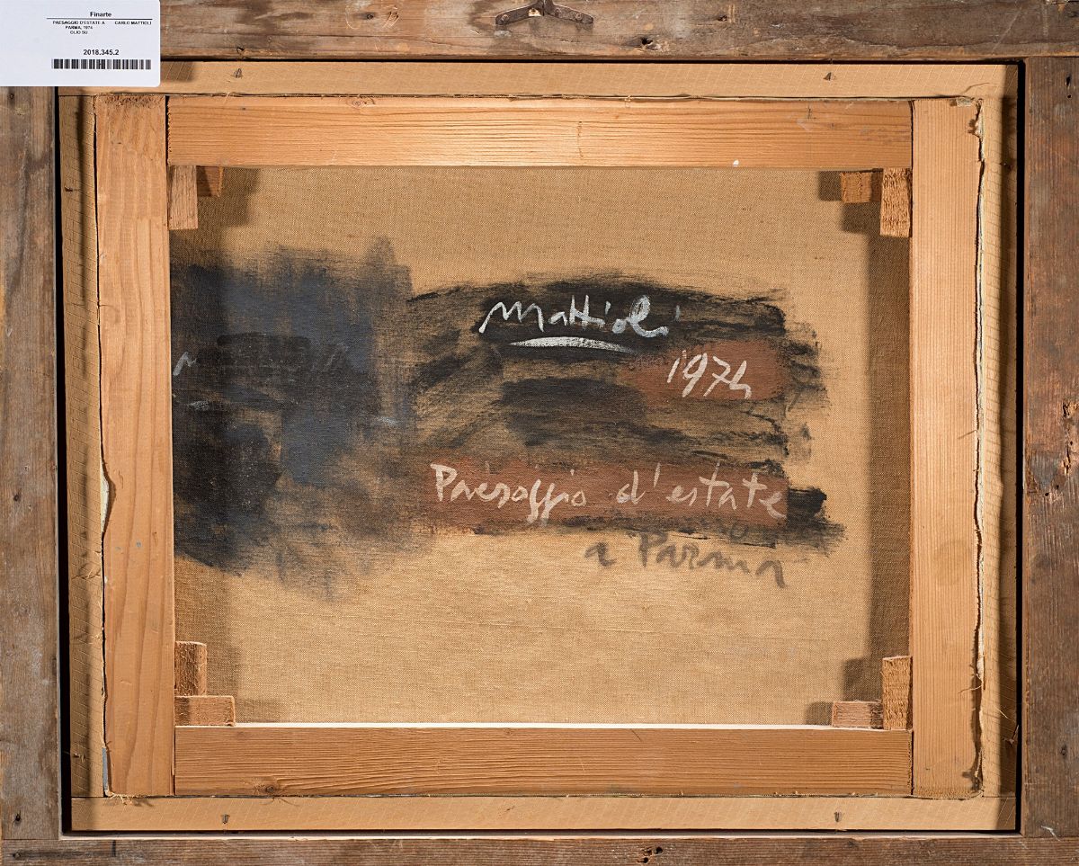 Carlo Mattioli - Paesaggio d'estate a Parma, olio su tela, 1974
