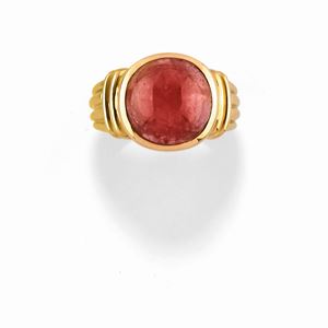 Anello con tormalina rosa