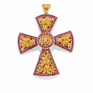 Pendente con rubini e diamanti