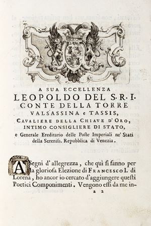 Componimenti poetici per l'elezione della sacra cesarea real maesta' di Francesco Primo imperadore de' romani