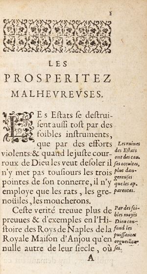 Histoire de prosperitez malheureuses d'une femme Catenoise, grande Senechalle de Naples