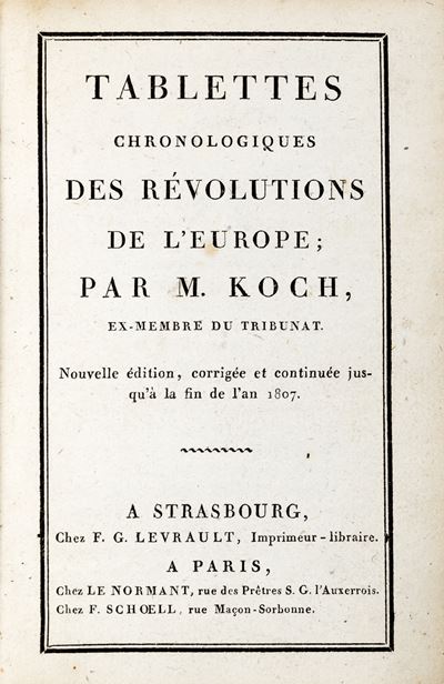 Tablettes Chronologiques Des Rèvolutions De L'europe