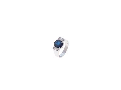 Anello in Platino, Zaffiro e Diamanti Re
