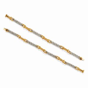 Two 18K two-color gold and diamond bracelet, Pomellato