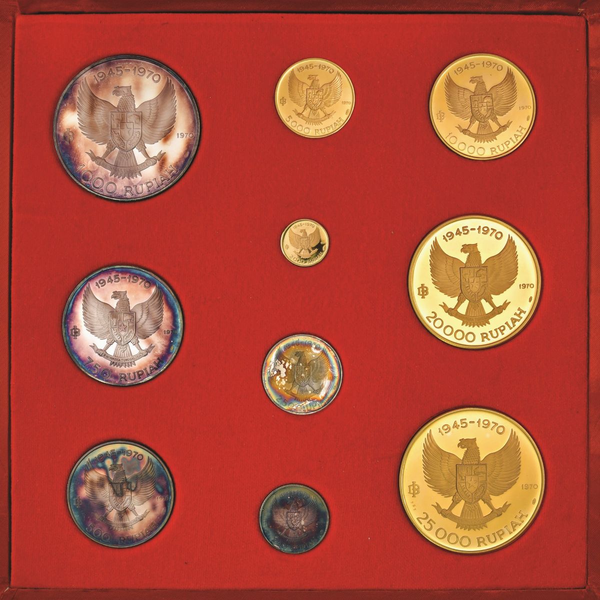 Indonesia, Serie di monete commemorative della Repubblica del 1970 in oro e argento