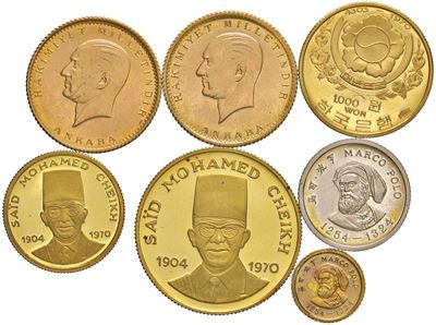 Monetine, Lotto di 7 pezzi, 6 in oro (gr. 21,30)