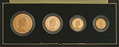Gran Bretagna, Serie di monete in oro con Elisabetta II, 1980, Proof