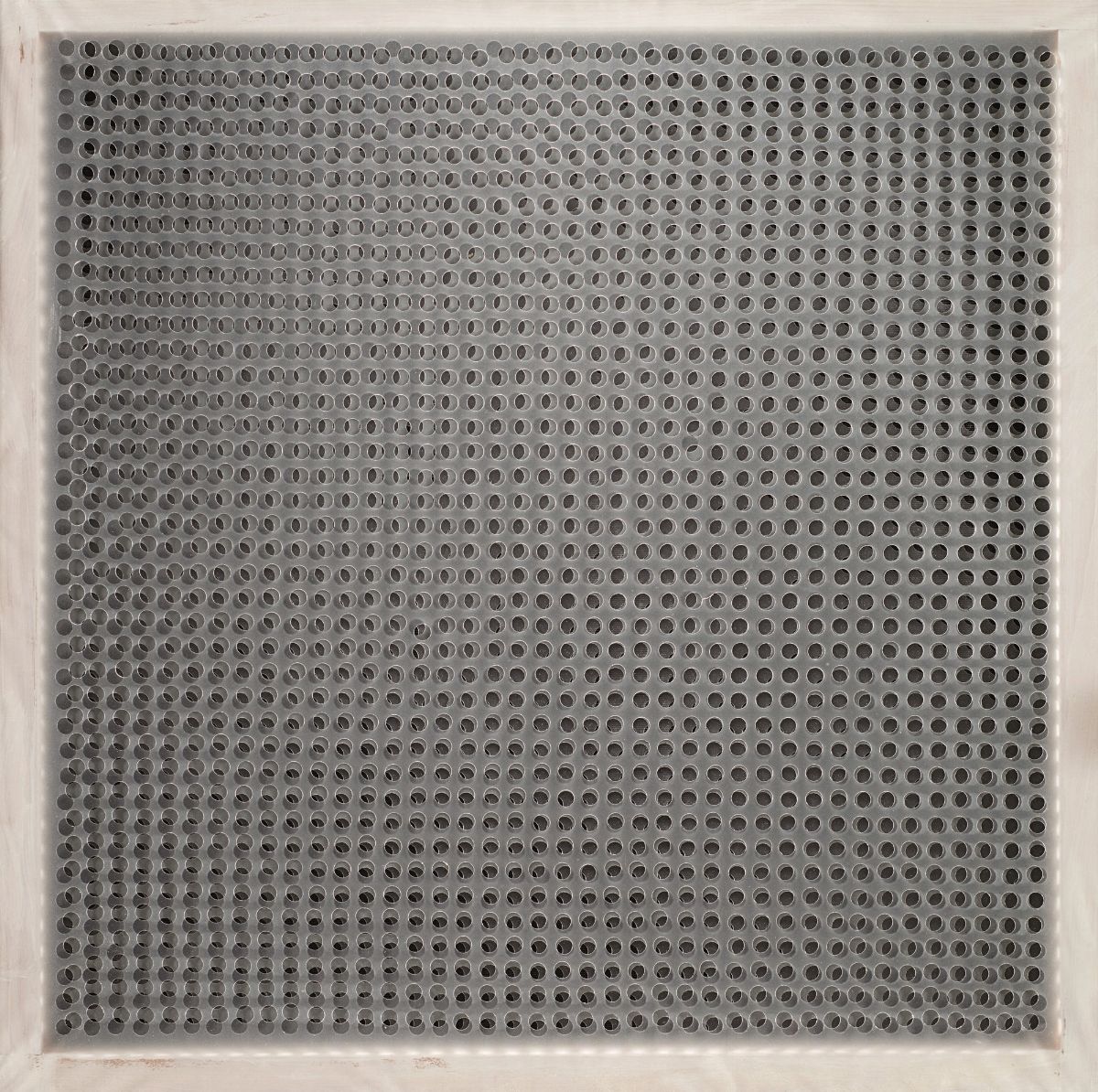 Dadamaino - Volume a moduli sfasati, plastica fustellata su doppio telaio, 1960