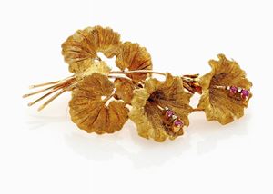 SPILLA IN ORO E RUBINI