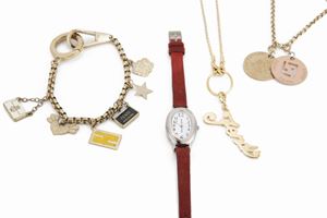 Fendi - Lotto di due bracciali, una collana e un orologio