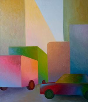 Paesaggio con automobile