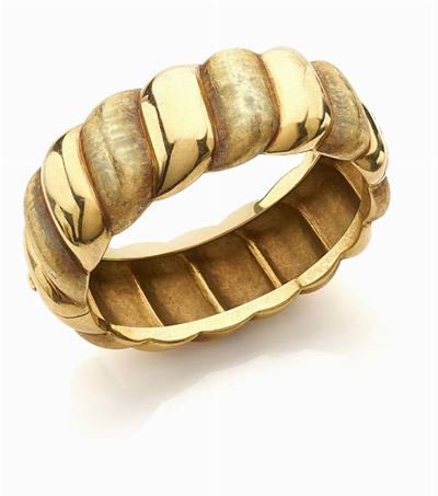 Bracciale in Oro Giallo 18K, Design a Maglie Bombate