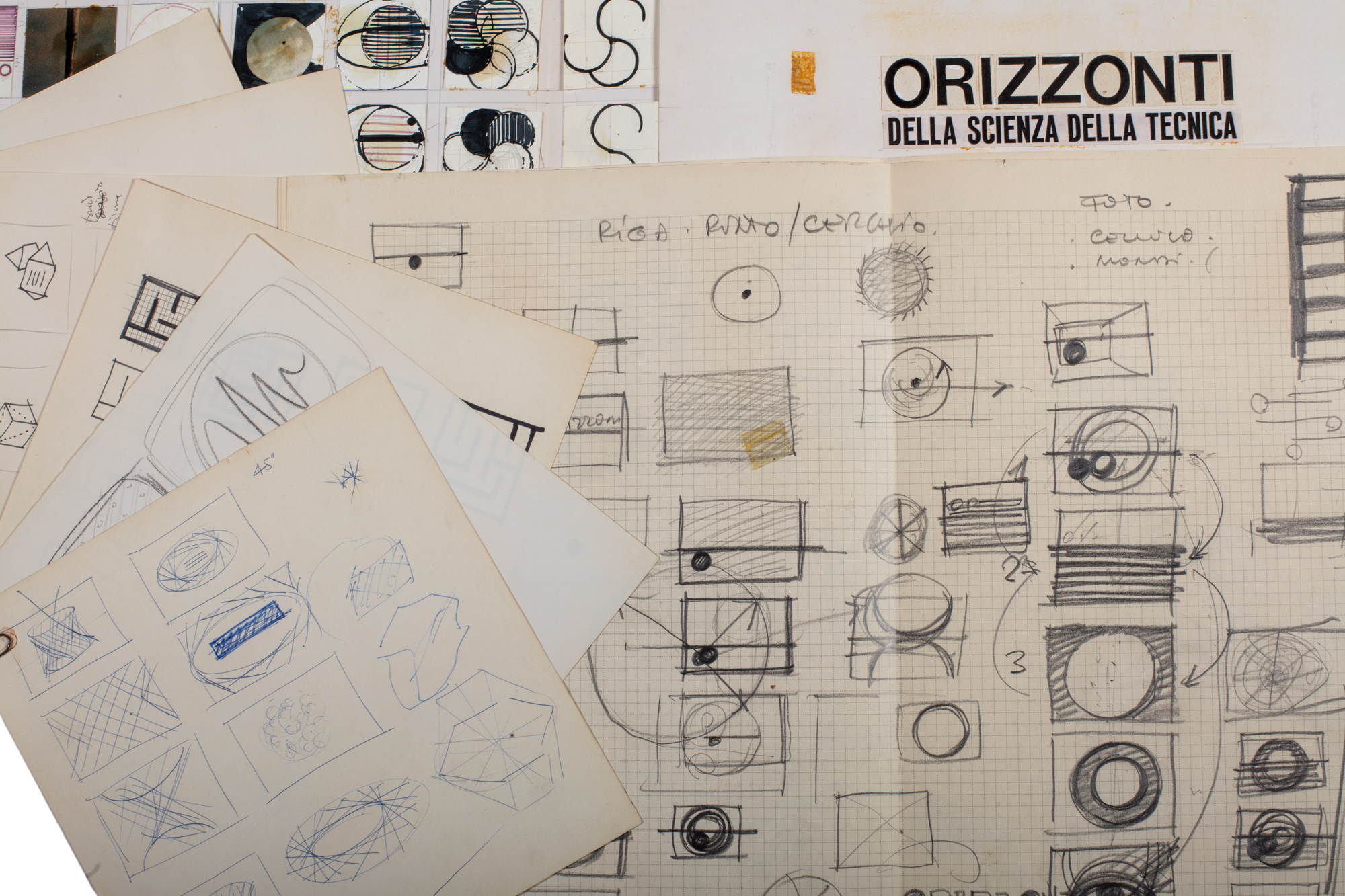 Giulio Macchi - Bozzetti per la sigla del programma Orizzonti della Scienza e della Tecnica, 1900
