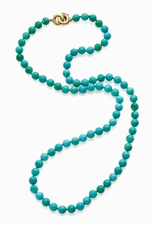 TURQUOISES NECKLACE WITH YELLOW GOLD 18K CLASP