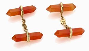 PAIO DI GEMELLI IN CORNIOLA E ORO