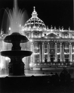 St. Peter's Basilica light up during Holy Year, Rome, 1934