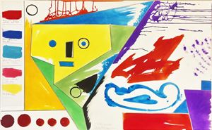 Red orange, solferino blue