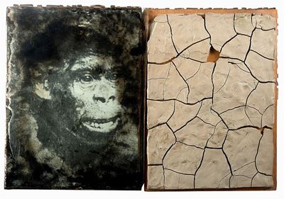 Il tempo passa senza far rumore, tecnica mista e collage su tavola