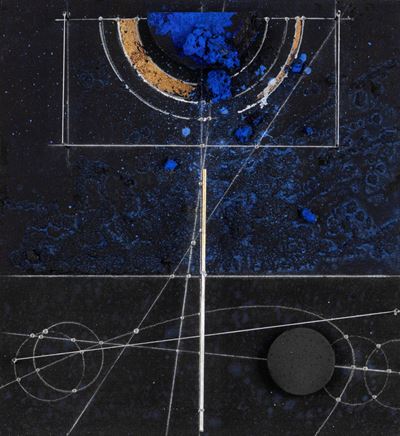 Cielo (1999), tecnica mista e collage su tavola