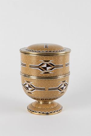 Cloisonné vase with geometric motifs, with lid, Japan, 20th century