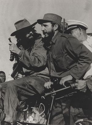 Fidel Castro and Camilo Cienfuegos entering Havana