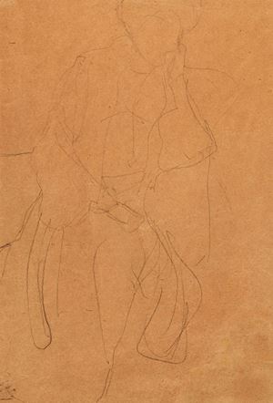 Klimt Gustav - Seated figure leaning to the right, study for the portrait painting of Hermine Gallia