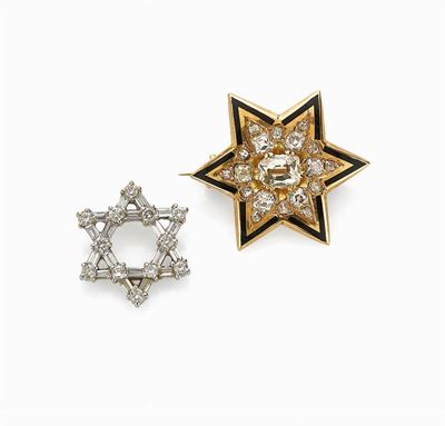 Sabbadini Milano, Spilla e Pendente 'Stella di David' in oro 18K e diamanti