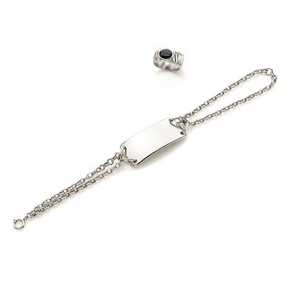 Anello e bracciale in oro bianco 18K e zaffiro, firmato J. Riviére