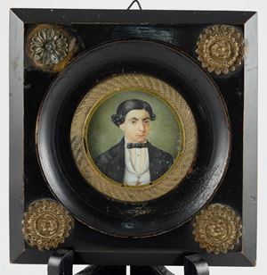 Two miniatures depicting half-length portraits of young gentlemen