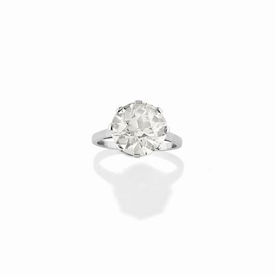 Anello in oro bianco 18K con diamante taglio vecchio di ct 5,80 circa