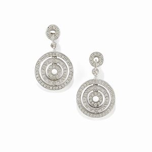 A 18K white gold and diamond pendant earrings, Bulgari