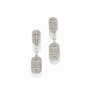 A 18K white gold and diamond pendant earrings, Bulgari