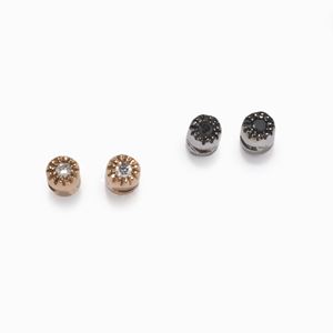 Two pairs of 18K red and white gold and diamond earrings