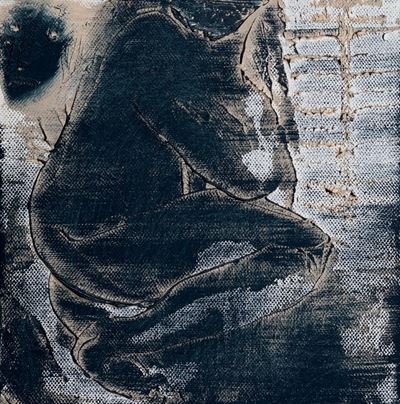 Donna accovacciata - tecnica mista su tela (2008)