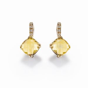 Orecchini con diamanti e quarzo citrino