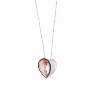 A 18K white gold with mother-of-pearl and diamond necklace