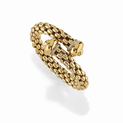 Bracciale in oro giallo 18K con diamanti taglio huit-huit