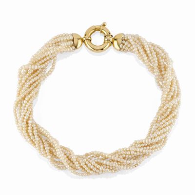 Collana con perle in oro giallo 18K, undici fili