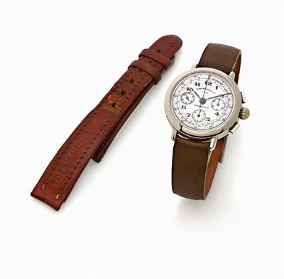 EBERHARD & CO, Orologio cronografo in argento 925, epoca '90