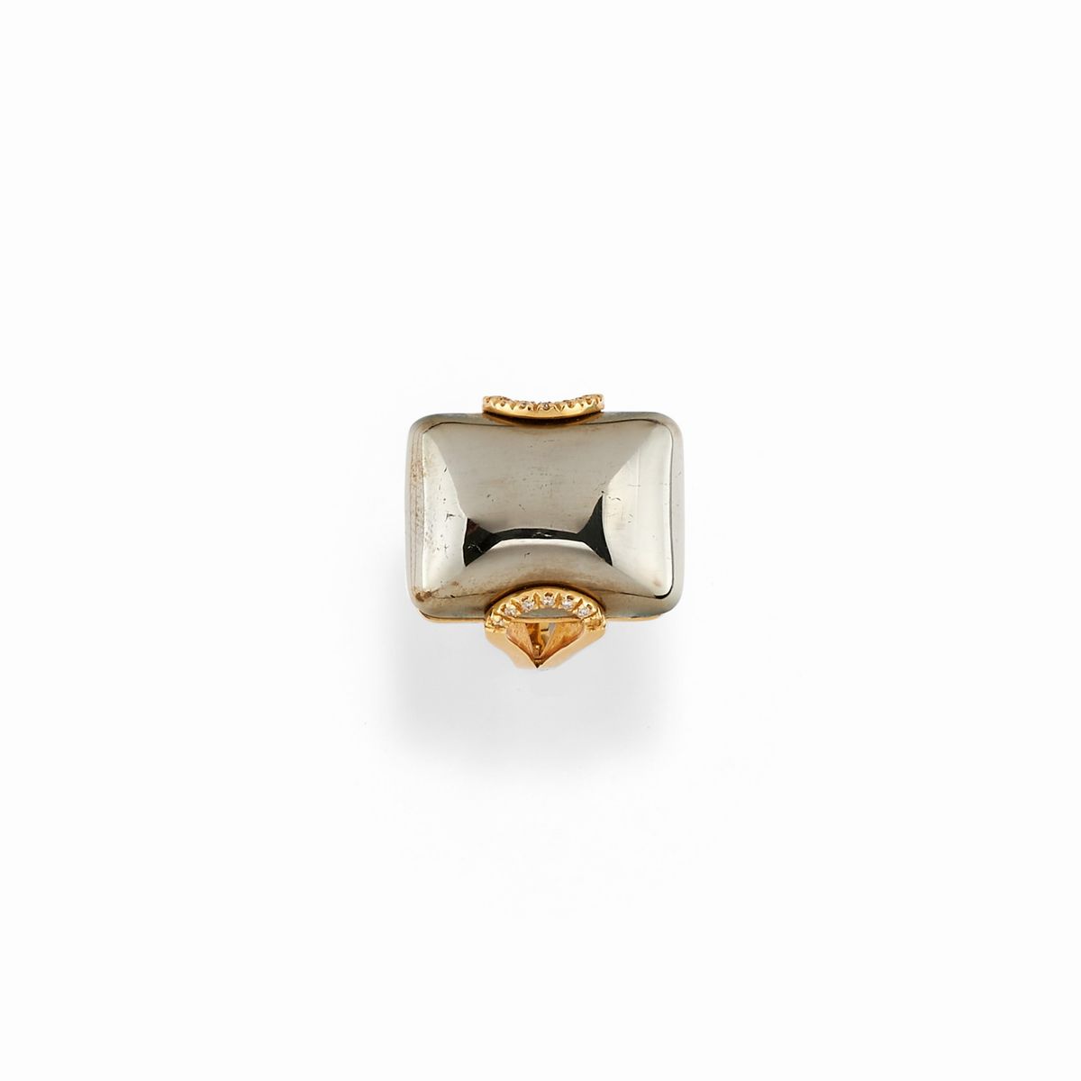 Collana e anello in oro giallo 18K con pirite rettangolare e diamanti