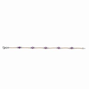 A 18K red and white gold with ametisthe and diamond bracelet