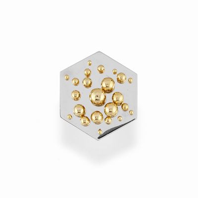Anello in oro bicolore 18K con sfere oscillanti