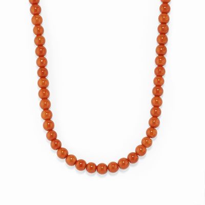 Collana con corallo, oro giallo 18K