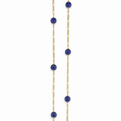 Collana in oro giallo 18K con boules in lapislazzuli