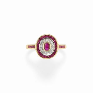 Anello con rubini e diamanti