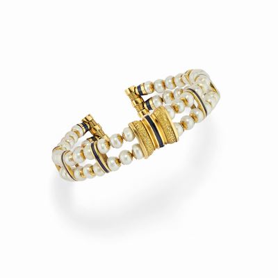 Bracciale in oro giallo 18K con perle coltivate