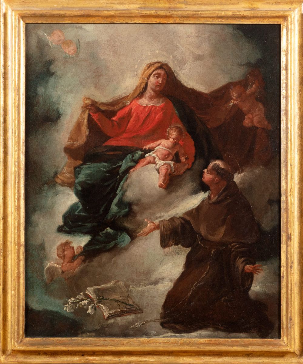 Attribuito a Gianantonio Guardi (vienna 1699 - Venezia 1760) - Madonna con Bambino e Sant’antonio...
