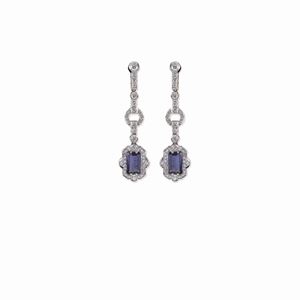 A 18K white gold, sapphire and diamond earrings
