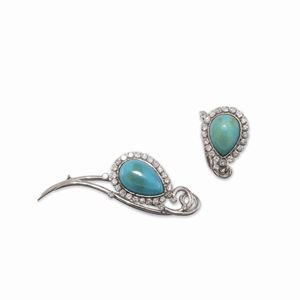 Demi parure con turchesi e diamanti