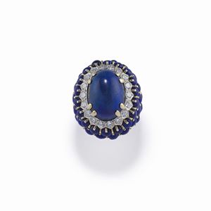 Anello con lapislazzuli e diamanti